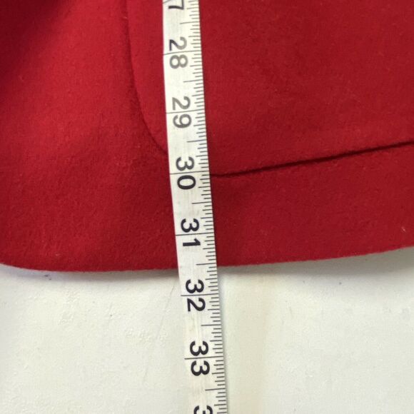 Lands End Red Wool Cashmere Jacket Coat One Button Pockets Size 12 - Picture 9 of 9
